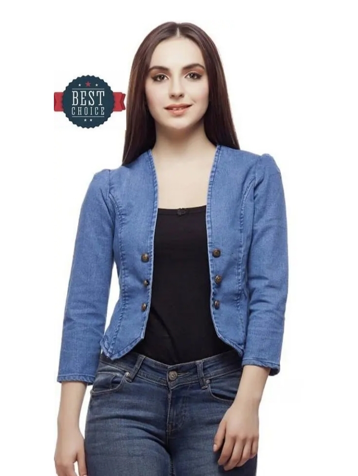 Girls With Wings Stylish Solid Denim  Women's Jacket