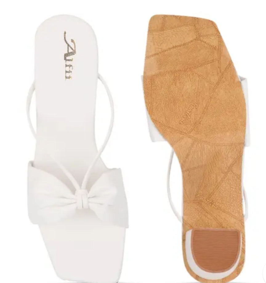 Stylish white colour sandal and block heels
