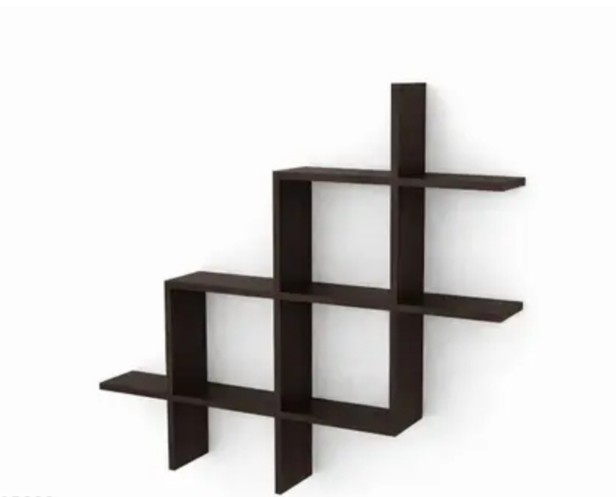 Modern Zig Zag White Wall Shelf 28  x 28 Inch | Wooden Geometric Wall Mounted Storage Shelf for Living Room & Bedroom