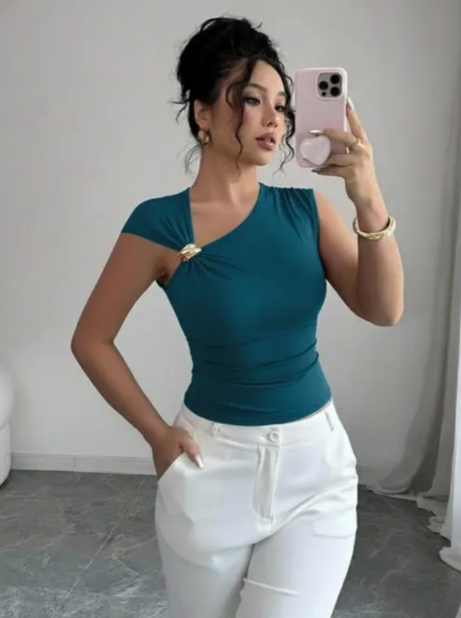 TIVANTE Solid Asymmetric Top For Women | Tube Top For Women | crop top for women | western wear top for  Wishlist  Share  women casual top for women